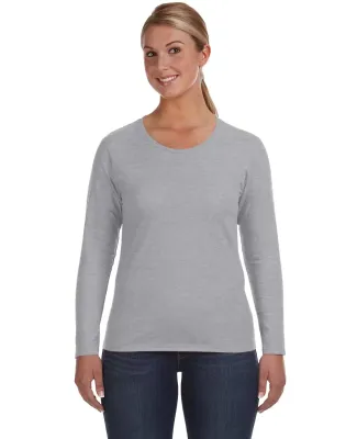 884L Anvil Missy Fit Ringspun Long Sleeve T-Shirt in Heather grey