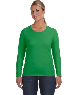 884L Anvil Missy Fit Ringspun Long Sleeve T-Shirt in Green apple