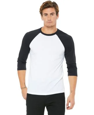BELLA+CANVAS 3200 Unisex Baseball Tee WHITE/ DARK GREY