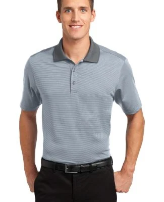 K558 Port Authority® Fine Stripe Performance Polo in White/shad gry