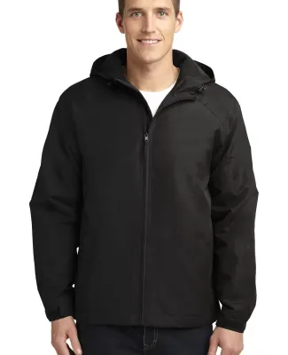 J327 Port Authority® Hooded Charger Jacket True Black