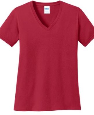 LPC54V Port & Company Ladies 5.4-oz 100% Cotton V  in Red