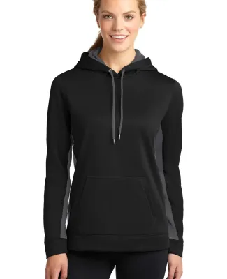 LST235 Sport-Tek® Ladies Sport-Wick® Fleece Colo Blk/Dk Smk Gry