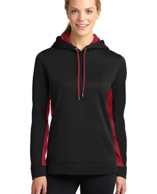 LST235 Sport-Tek® Ladies Sport-Wick® Fleece Colo Blk/Deep Red