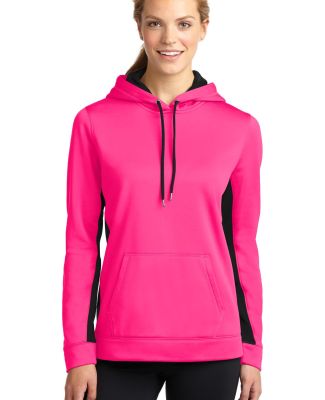 LST235 Sport-Tek® Ladies Sport-Wick® Fleece Colo in Neon pink/ black