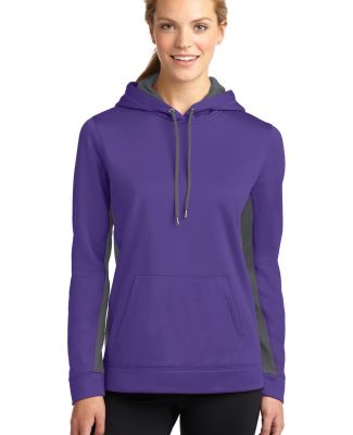 LST235 Sport-Tek® Ladies Sport-Wick® Fleece Colo in Purple/ dark smoke grey