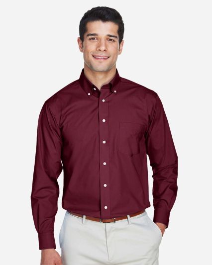 D620 Devon & Jones Men's Crown Collection Solid Br in Burgundy