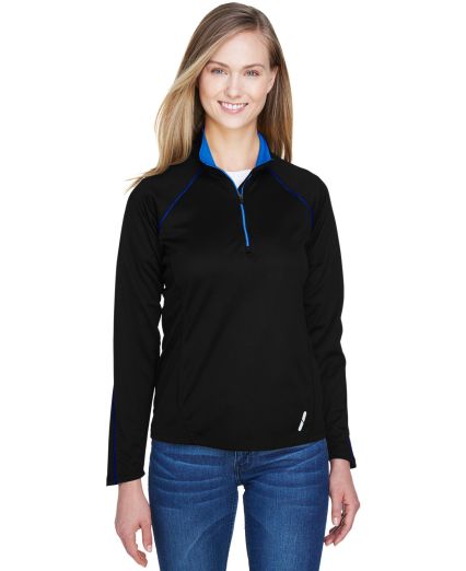 78187 North End Radar Ladies' Half-Zip Performance in Black/ true royal