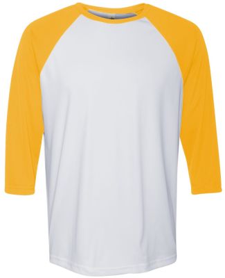 M3229 All Sport Men's Baseball T-Shirt White/ Sport Athletic Gold