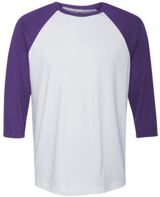 M3229 All Sport Men's Baseball T-Shirt White/ Sport Purple