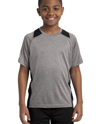 YST361 Sport-Tek® Youth Heather Colorblock Conten in Vnt he/black