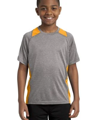 YST361 Sport-Tek® Youth Heather Colorblock Conten in Vnt he/gold