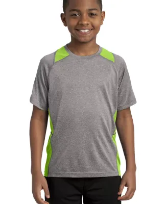 YST361 Sport-Tek® Youth Heather Colorblock Conten in Vnt he/lime sh