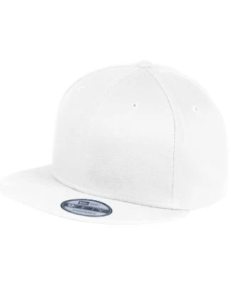 NE400 New Era Flat Bill Snapback Cap in White
