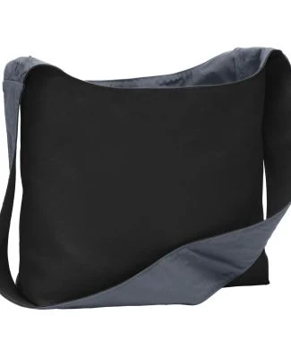 BG405 Port Authority® Cotton Canvas Sling Bag in Black/charcoal
