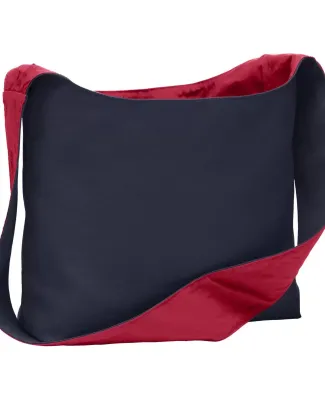 BG405 Port Authority® Cotton Canvas Sling Bag Navy/Chili Red