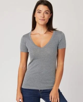 LC1125 Cotton Heritage Juniors V Neck T Shirts in Athletic heather discontinued