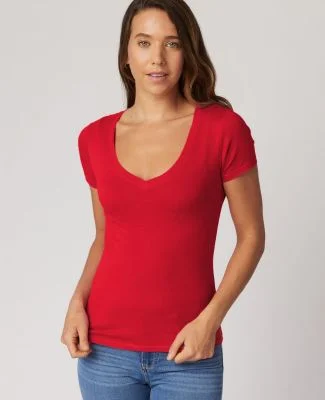 LC1125 Cotton Heritage Juniors V Neck T Shirts in Red (discontinued)
