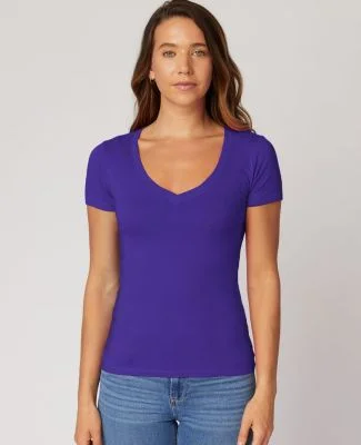 LC1125 Cotton Heritage Juniors V Neck T Shirts in Purple (discontinued)