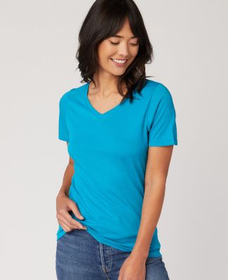 HC1125 Cotton Heritage Womens V Neck T Shirts in Turquoise (discontinued)