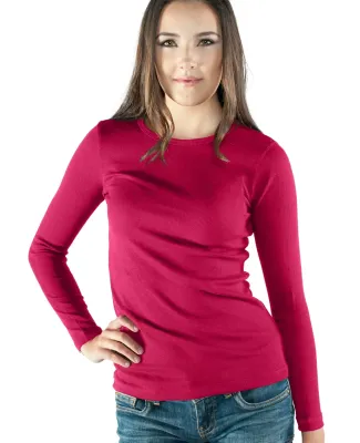 L1905 Cotton Heritage Junior's Thermal Crew Neck T in Hot pink