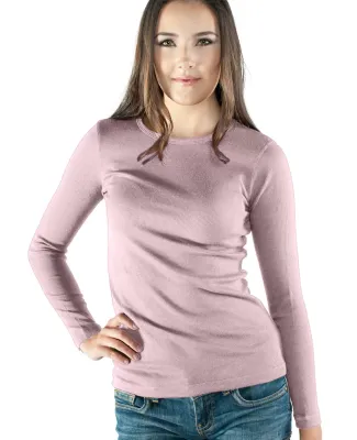 L1905 Cotton Heritage Junior's Thermal Crew Neck T in Light pink