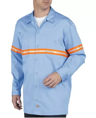 Dickies Workwear VL101 Unisex Enhanced Visibility Long-Sleeve Twill Work Shirt LIGHT BLUE