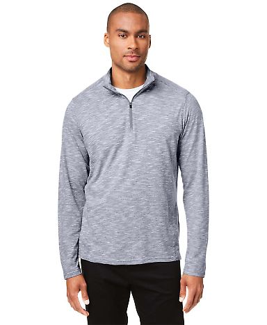 North End NE415 Men's Eclipse Jacquard Quarter-Zip in Classc navy hthr front view