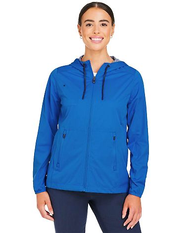 North End NE75W Ladies' Network Lightweight Jacket in Lt nautl blu ht front view