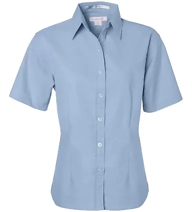 FeatherLite 5231 Women's Short Sleeve Stain Resistant Oxford Shirt Light Blue front view