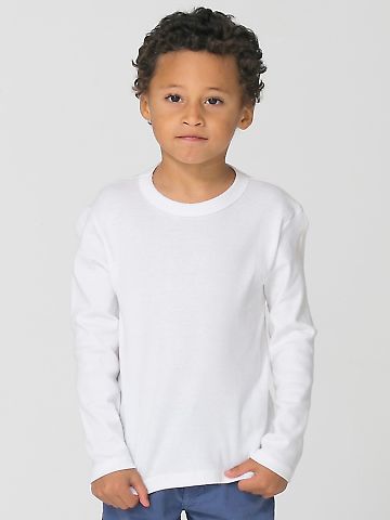 4107 American Apparel Toddler Long Sleeve Tee White front view