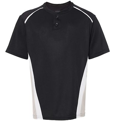 Augusta Sportswear 1526 Youth RBI Performance Jersey Black/ Silver Grey/ White front view