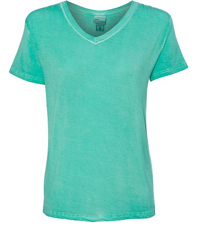 8132 J. America - Women's Oasis Wash V-Neck T-Shirt Spearmint front view