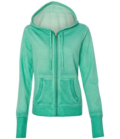 8665 J. America Women's Oasis French Terry Full-Zip Hoodie Spearmint front view