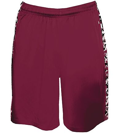 Badger Sportswear 2249 Digital Camo B-Attack Youth Shorts Maroon/ Maroon front view