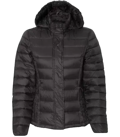 Weatherproof 17602W 32 Degrees Women's Hooded Packable Down Jacket Black front view