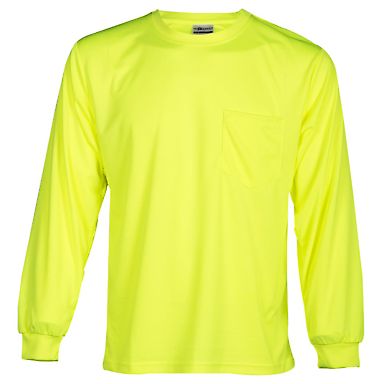 ML Kishigo 9122-9123 Microfiber Polyester Long Sleeve T-Shirt Lime front view