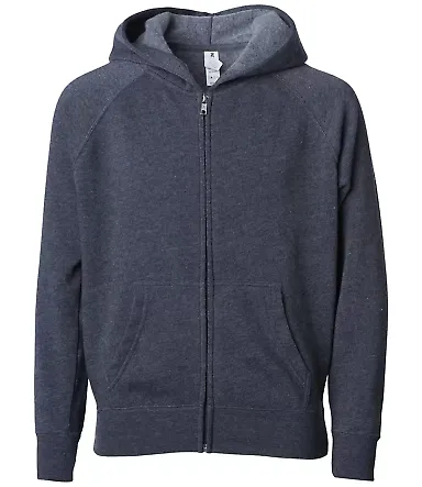 Independent Trading Co. PRM15YSBZ Youth Lightweight Special Blend Raglan Zip Hood Midnight front view