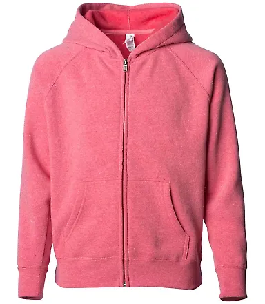 Independent Trading Co. PRM15YSBZ Youth Lightweight Special Blend Raglan Zip Hood Pomegranate front view