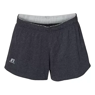 Russel Athletic 64BTTX Essential Jersey Women's 3" Inseam Shorts Black Heather front view