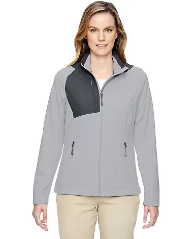 North End 78215 Ladies' Excursion Trail Fabric-Block Fleece Jacket SILVER front view