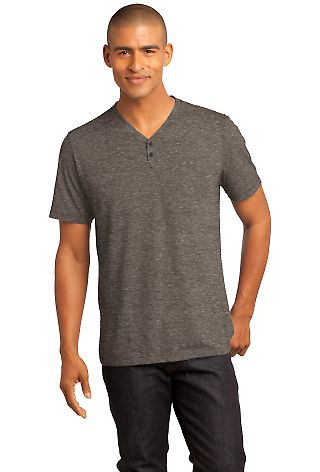 District Clothing DM342 CLOSEOUT District Made - Mens Tri-Blend Short Sleeve Henley Tee front view