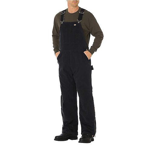 Dickies Workwear TB244 Unisex Sanded Duck Insulated Bib Overall RINSED BLACK _2XL front view