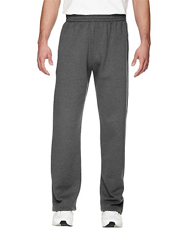 SF74R Fruit of the Loom 7.2 oz. Sofspun™ Open-Bottom Pocket Sweatpants Charcoal Heather front view