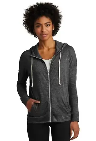 Alternative 2896 Women's Eco Jersey Cool Down Hooded Full-Zip ECO BLACK front view