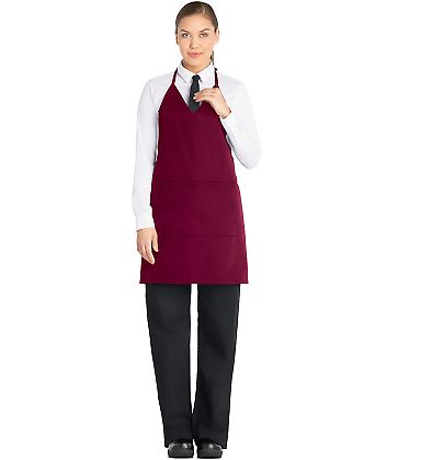 Dickies DC53 V-Neck Tuxedo Apron with Snaps BURGUNDY front view