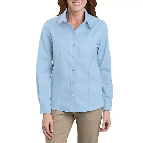Dickies FL254 Ladies' Long-Sleeve Stretch Oxford Shirt LIGHT BLUE front view