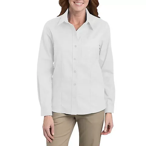 Dickies FL254 Ladies' Long-Sleeve Stretch Oxford Shirt WHITE front view