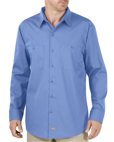 Dickies Workwear LL516T Unisex Tall Industrial WorkTech Long-Sleeve Ventilated Performance Shirt LIGHT BLUE DOW front view