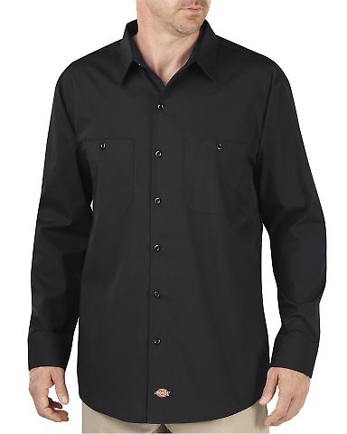 Dickies Workwear LL516T Unisex Tall Industrial WorkTech Long-Sleeve Ventilated Performance Shirt BLACK front view